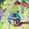 Colorful Snowman Stained Glass Suncatcher Window Hanging Holiday Decor
