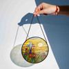 Sunrise Cross and Flowers Stained Glass Suncatcher Window Hanging Christian Decor