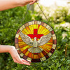 Holy Spirit Dove and Cross Stained Glass Suncatcher Window Hanging Christian Decor