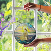 Jesus at Sunrise Stained Glass Suncatcher Window Hanging Christian Decor