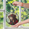 Jesus with Crown of Thorns and Roses Stained Glass Suncatcher | Christian Window Hanging Easter Decor