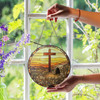 Empty Tomb Sunrise Cross Stained Glass Suncatcher Christian Window Hanging Religious Easter Decor Gift