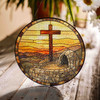 Empty Tomb Sunrise Cross Stained Glass Suncatcher Christian Window Hanging Religious Easter Decor Gift