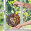 Jesus with Lion Stained Glass Suncatcher with Crown of Thorns Religious Window Hanging Decor