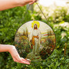 Jesus Walking in Garden Stained Glass Suncatcher Religious Window Hanging Decor