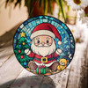 Cute Santa Claus Stained Glass Suncatcher – Christmas Window Hanging Holiday Ornament