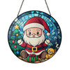 Cute Santa Claus Stained Glass Suncatcher – Christmas Window Hanging Holiday Ornament