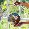 Santa Claus Stained Glass Suncatcher – Christmas Cabin Window Hanging Holiday Decor