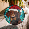 Brown Dog Christmas Stained Glass Suncatcher – Holiday Pet Window Hanging Winter Home Decor