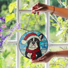 Boston Terrier in Santa Hat Stained Glass Suncatcher – Dog Christmas Window Hanging, Holiday Pet Gift