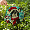 Boston Terrier in Santa Hat Stained Glass Suncatcher – Dog Christmas Window Hanging, Holiday Pet Gift