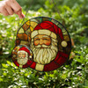 Santa Claus Stained Glass Suncatcher Christmas Window Hanging Holiday Decor Gift