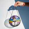 Snowman Stained Glass Suncatcher Holiday Window Hanging Winter Decor with Hat and Scarf