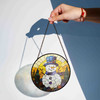 Snowman Stained Glass Suncatcher Holiday Window Hanging Winter Decor with Blue Hat and Scarf