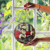 DJ Santa Stained Glass Suncatcher Christmas Window Hanging Holiday Decor with Turntable