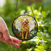 Golden Retriever Angel Stained Glass Suncatcher Pet Memorial Window Hanging Decoration