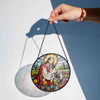 Jesus Holding Boston Terrier Stained Glass Suncatcher – Christian Pet Memorial Window Decor