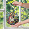 Jesus Holding Boston Terrier Stained Glass Suncatcher – Christian Pet Memorial Window Decor