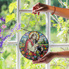 Jesus Holding Boston Terrier Stained Glass Suncatcher – Christian Pet Memorial Window Decor