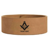 Custom Mason Symbol Masonic Thick Round Freemason Lodge Gift Engraved Leatherette Cuff Wristband