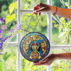 Daughters Of Sphinx Mosaic Pattern, Blue Gold Stained Glass Suncatcher