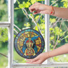 Daughters Of Sphinx Mosaic Pattern, Blue Gold Stained Glass Suncatcher