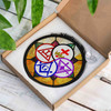 York Rite Symbols Freemason Mosaic Pattern Colorful Stained Glass Suncatcher