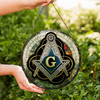 Masonic Symbol And Freemason Mosaic Stone Pattern, Silver Stained Glass Suncatcher, Freemason Lodge Gift