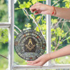 Masonic Symbol Freemasonry Stone Hallway Gray Stained Glass Suncatcher