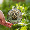 Masonic Symbol Freemasonry Stone Hallway Gray Stained Glass Suncatcher