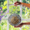 Masonic Symbol Freemasonry Stone Window Gray Stained Glass Suncatcher