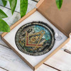 Freemason Symbol Stone Ruins Gray Stained Glass Masonic Suncatcher