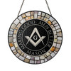 Freemason Symbol Stone Circle Gray Black Stained Glass Suncatcher