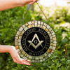 Freemason Symbol Stone Circle Gray Black Stained Glass Suncatcher