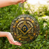 Masonic Symbol Faith Hope Charity Stone Temple Gray Gold Stained Glass Suncatcher