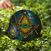 All Seeing Eye Galaxy Gold Blue Masonic Stained Glass Suncatcher