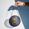 All Seeing Eye Galaxy Gold Blue Masonic Stained Glass Suncatcher