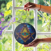 All Seeing Eye Galaxy Gold Blue Masonic Stained Glass Suncatcher