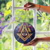 Masonic Symbol Freemasonry Triangle Galaxy All Seeing Eye Colorful Stained Glass Suncatcher