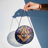Masonic Symbol Freemasonry Triangle Galaxy All Seeing Eye Colorful Stained Glass Suncatcher