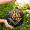 Masonic Symbol Freemasonry Triangle Galaxy All Seeing Eye Colorful Stained Glass Suncatcher