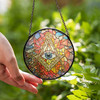 Masonic Symbol Freemason All Seeing Eye Mosaic Pattern Colorful Stained Glass Suncatcher