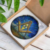 Masonic Symbol Freemasonry Earth And Sky All Seeing Eye Blue Brown Stained Glass Suncatcher