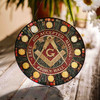 Masonic Symbol Freemasonry Round Table Red Gold Stained Glass Suncatcher