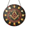 Masonic Symbol Freemasonry Round Table Red Gold Stained Glass Suncatcher