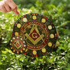 Masonic Symbol Freemasonry Round Table Red Gold Stained Glass Suncatcher