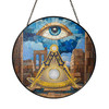 Masonic Past Master Symbol Stone Ruins All Seeing Eye  Stained Glass Suncatcher