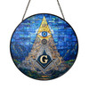 Masonic Symbol Stone Monument All Seeing Eye Colorful Stained Glass Suncatcher