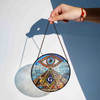 Masonic Symbol Upward Stairways All Seeing Eye Colorful Stained Glass Suncatcher