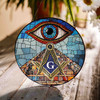 Masonic Symbol Upward Stairways All Seeing Eye Colorful Stained Glass Suncatcher